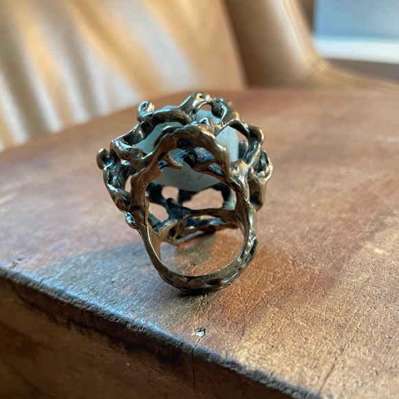 Rare Mania Mania bronze amazonite immortals brutalist stone crystal quartz ring - Picture 7 of 14